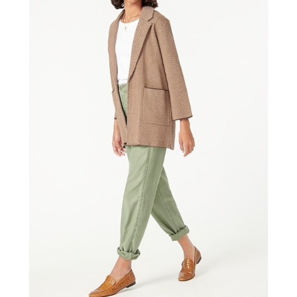 J. Crew Herringbone Knit Open Cardigan Women Size Medium Brown - Picture 8 of 9